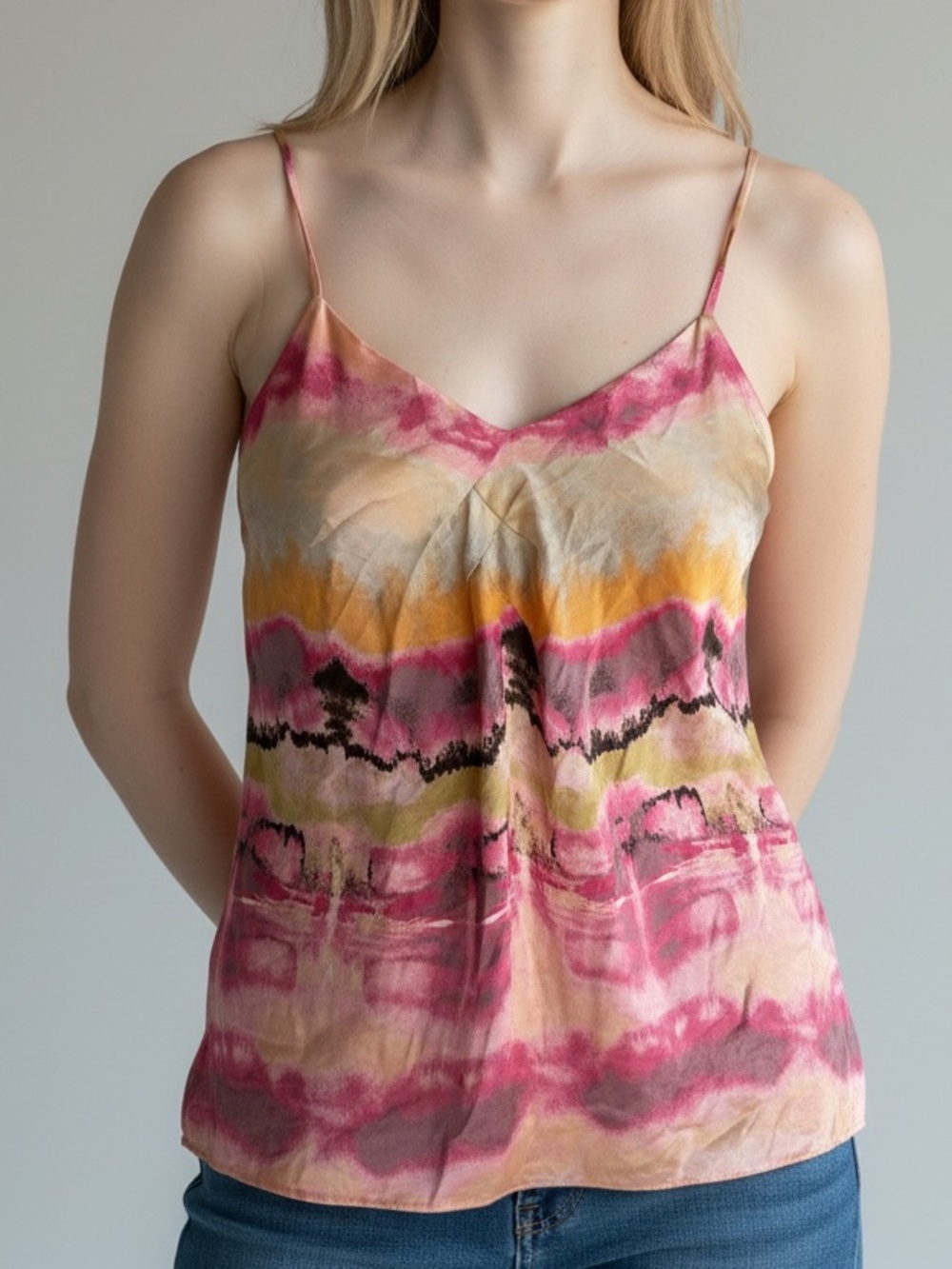 Banana Republic 100% silk watercolor tank medium